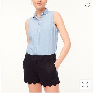J. Crew Black Scalloped Chino Shorts